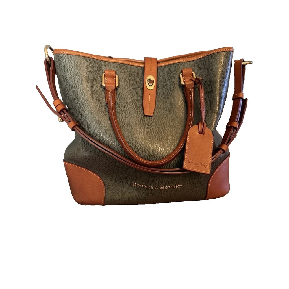 Dooney & Bourke Claremont Dover Tote Gray Brown Leather Shoulder Bag